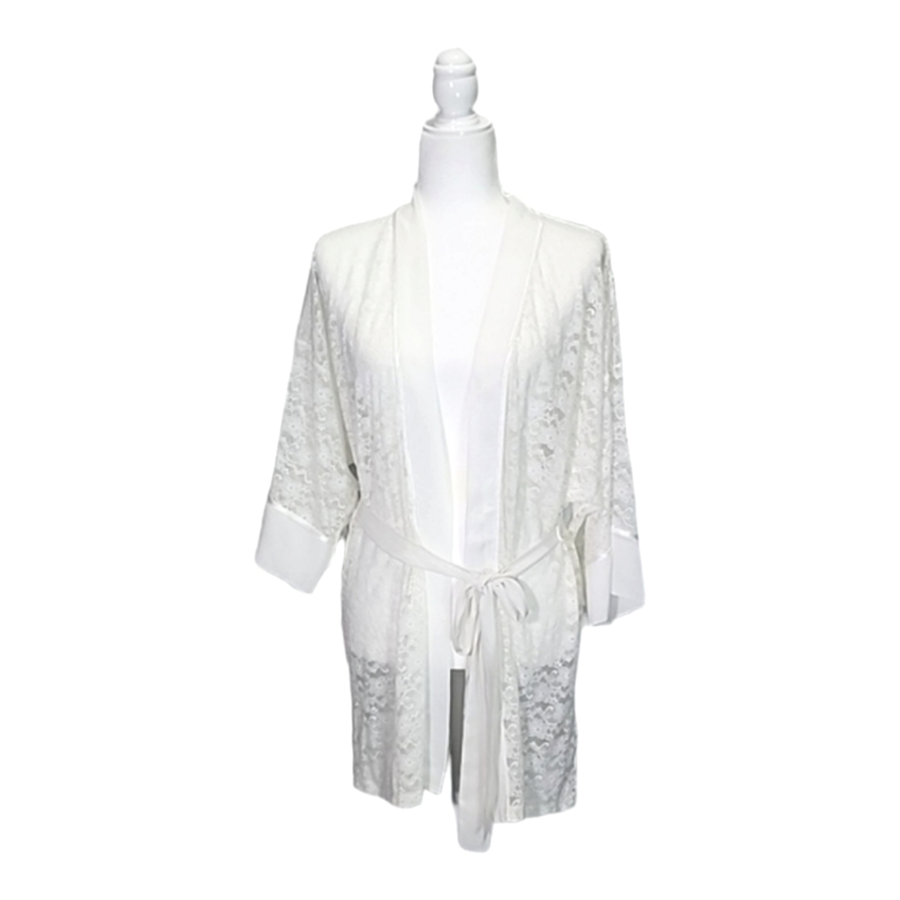 In bloom by Jonquil white lace wrap robe size M